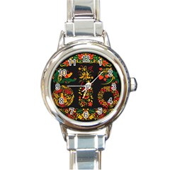 Hohloma Ornament Round Italian Charm Watch by goljakoff