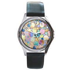 Tiles Cbdoilprincess Eb49aa06-f1b9-412e-836d-30c28dd8f7d9 Round Metal Watch by CBDOilPrincess1