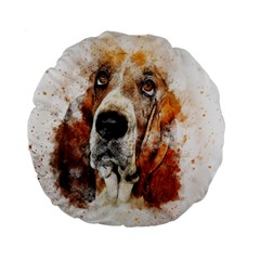 Dog Paint Standard 15  Premium Flano Round Cushions by goljakoff