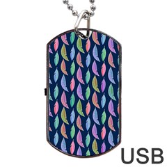 Watercolor Feathers Dog Tag Usb Flash (one Side) by SychEva