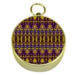 Fancy Ornate Pattern Mosaic Print Gold Compasses Front