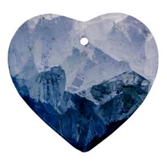 Blue Ice Mountain Heart Ornament (two Sides) by goljakoff