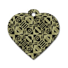 Linear Geometric Print Pattern Mosaic 2 Dog Tag Heart (one Side)