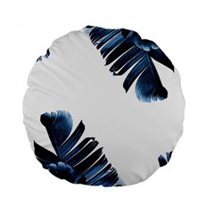 Blue Banana Leaves Standard 15  Premium Flano Round Cushions by goljakoff