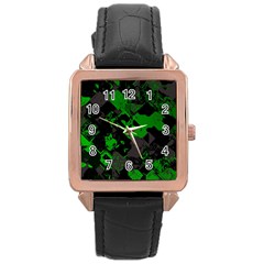 Cyber Camo Rose Gold Leather Watch  by MRNStudios