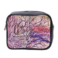 Mixed Media Leaves Mini Toiletries Bag (two Sides)