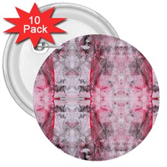 Pink On Grey I Repeats 3  Buttons (10 Pack)  by kaleidomarblingart