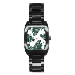 Banana Leaves Stainless Steel Barrel Watch by goljakoff