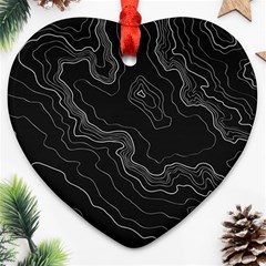 Black Topography Ornament (heart) by goljakoff