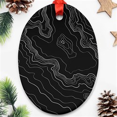 Black Topography Oval Ornament (two Sides) by goljakoff