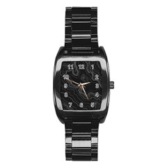 Black Topography Stainless Steel Barrel Watch by goljakoff