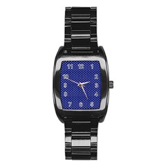 Stars Blue Ink Stainless Steel Barrel Watch by goljakoff