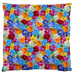 Pansies  Watercolor Flowers Large Flano Cushion Case (two Sides) by SychEva