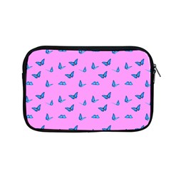 Blue Butterflies At Pastel Pink Color Background Apple Macbook Pro 13  Zipper Case by Casemiro