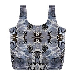 Grey Layers Marbling Full Print Recycle Bag (l) by kaleidomarblingart