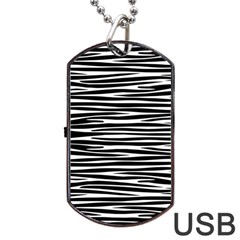 Zebra Stripes, Black And White Asymmetric Lines, Wildlife Pattern Dog Tag Usb Flash (one Side)