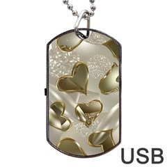   Golden Hearts Dog Tag Usb Flash (two Sides) by Galinka