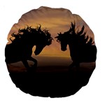 Evening Horses Large 18  Premium Round Cushions Front