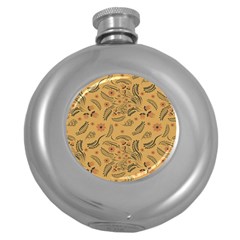 Folk Floral Pattern  Flowers Abstract Surface Design  Seamless Pattern Round Hip Flask (5 Oz) by Eskimos