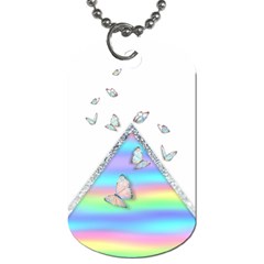 Minimal Holographic Butterflies Dog Tag (two Sides) by gloriasanchez