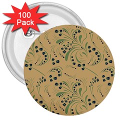 Folk Floral Art Pattern  Flowers Abstract Surface Design  Seamless Pattern 3  Buttons (100 Pack)  by Eskimos