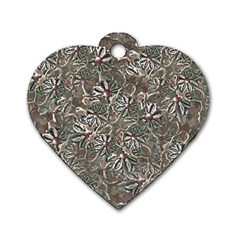 Modern Floral Collage Pattern Design Dog Tag Heart (one Side) by dflcprintsclothing