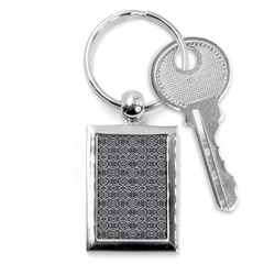 Silver Ornate Decorative Design Pattern Key Chain (rectangle)