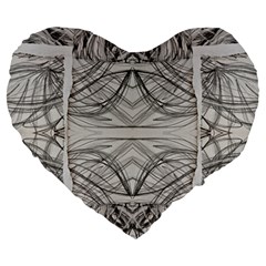 Monochrome Module Pattern Iv Large 19  Premium Flano Heart Shape Cushions by kaleidomarblingart