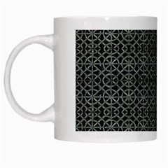 Iron Ornament Grid Pattern White Mugs by dflcprintsclothing