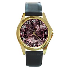 Geometric Abstraction Round Gold Metal Watch by MRNStudios