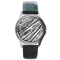 Galaxy Motion Black And White Print 2 Round Metal Watch by dflcprintsclothing