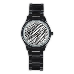 Galaxy Motion Black And White Print 2 Stainless Steel Round Watch by dflcprintsclothing