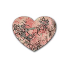 Botanic Grunge Motif Artwork Heart Coaster (4 Pack)  by dflcprintsclothing