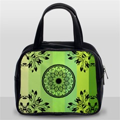 Green Grid Cute Flower Mandala Classic Handbag (two Sides) by Magicworlddreamarts1