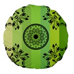 Green Grid Cute Flower Mandala Large 18  Premium Flano Round Cushions Front