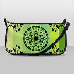 Green Grid Cute Flower Mandala Shoulder Clutch Bag by Magicworlddreamarts1