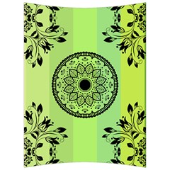 Green Grid Cute Flower Mandala Back Support Cushion by Magicworlddreamarts1