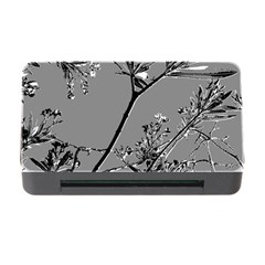 Grey Colors Flowers And Branches Illustration Print Memory Card Reader With Cf