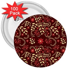 Folk Flowers Art Pattern Floral Abstract Surface Design  Seamless Pattern 3  Buttons (100 Pack)  by Eskimos