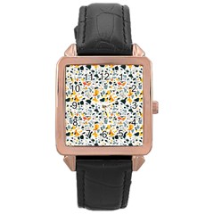 Abstract Seamless Pattern Rose Gold Leather Watch  by designsbymallika