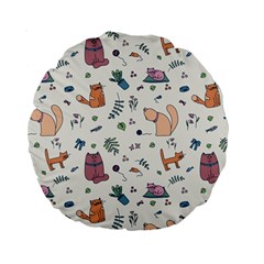 Funny Cats Standard 15  Premium Round Cushions by SychEva