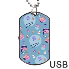 Japanese Ramen Sushi Noodles Rice Bowl Food Pattern 2 Dog Tag Usb Flash (one Side) by DinzDas