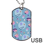 Japanese Ramen Sushi Noodles Rice Bowl Food Pattern 2 Dog Tag USB Flash (Two Sides) Back