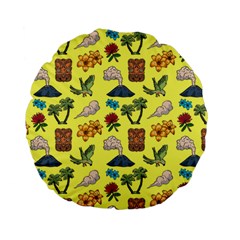 Tropical Island Tiki Parrots, Mask And Palm Trees Standard 15  Premium Flano Round Cushions by DinzDas