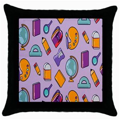 Back To School And Schools Out Kids Pattern Throw Pillow Case (black) by DinzDas