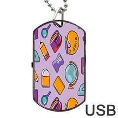 Back To School And Schools Out Kids Pattern Dog Tag Usb Flash (one Side) by DinzDas