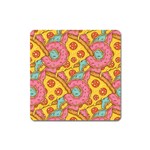 Fast Food Pizza And Donut Pattern Square Magnet Front