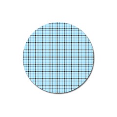 Sky Blue Tartan Plaid Pattern, With Black Lines Magnet 3  (round)