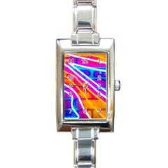 Pop Art Neon Wall Rectangle Italian Charm Watch by essentialimage365