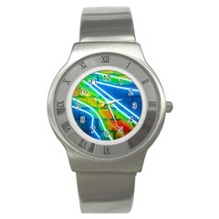 Pop Art Neon Wall Stainless Steel Watch by essentialimage365